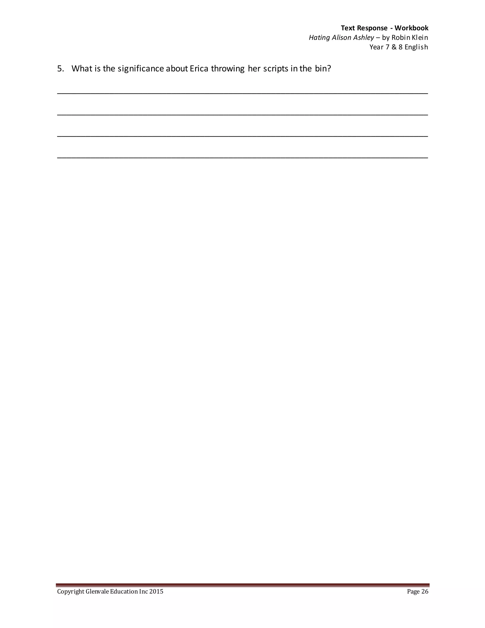 A Study Guide to Hating Alison Ashley | DOCX
