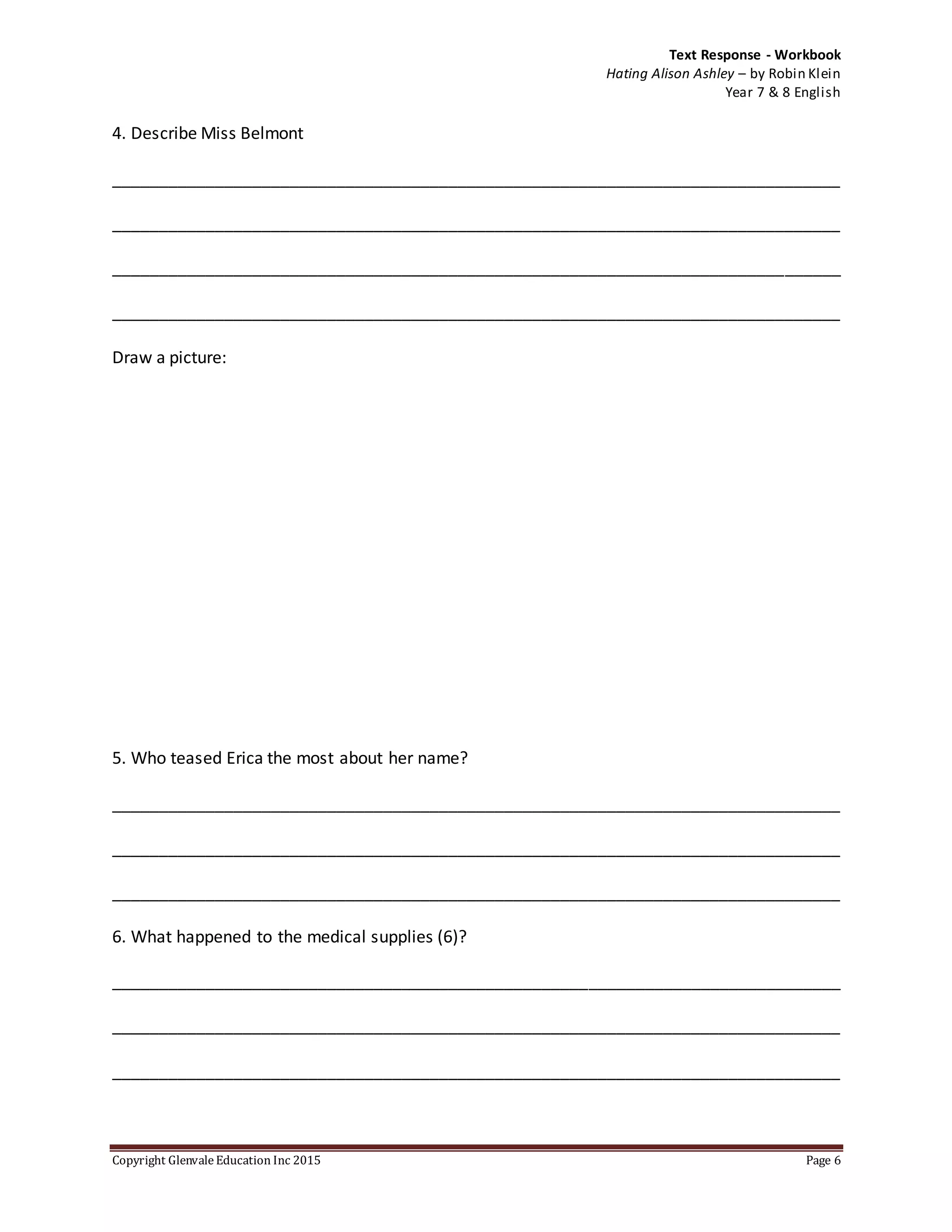 A Study Guide to Hating Alison Ashley | DOCX