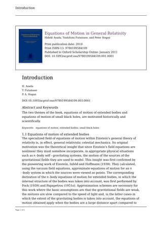 Equations of Motion in General Relativity Hideki Asada | PDF