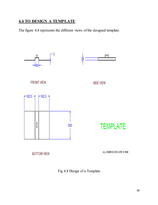 39
4.4 TO DESIGN A TEMPLATE
The figure 4.8 represents the different views of the designed template.
Fig 4.8 Design of a Template
 