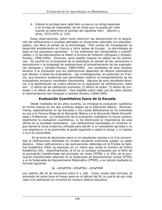 (551) evaluación de la aprendizajes en matematica
