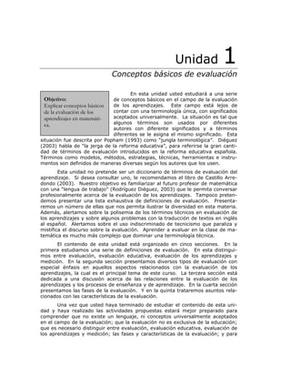 (551) evaluación de la aprendizajes en matematica