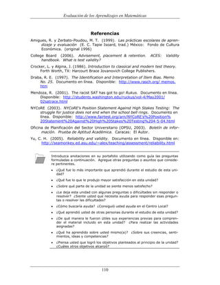 (551) evaluación de la aprendizajes en matematica