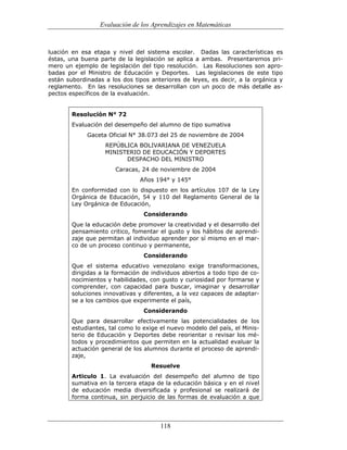 (551) evaluación de la aprendizajes en matematica