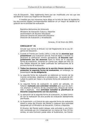 (551) evaluación de la aprendizajes en matematica