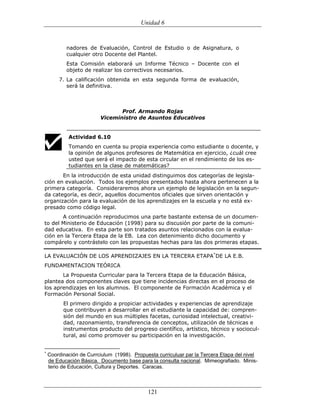(551) evaluación de la aprendizajes en matematica
