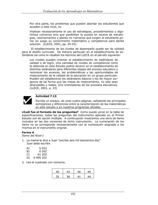 (551) evaluación de la aprendizajes en matematica