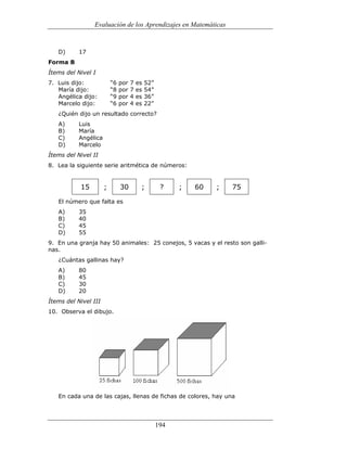 (551) evaluación de la aprendizajes en matematica