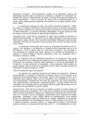 (551) evaluación de la aprendizajes en matematica