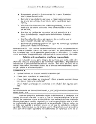 (551) evaluación de la aprendizajes en matematica