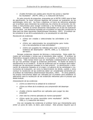 (551) evaluación de la aprendizajes en matematica