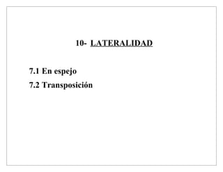 10- LATERALIDAD


7.1 En espejo
7.2 Transposición
 