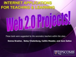 These tools were suggested by the secondary teachers within the class… Donna Brasher,  Betsy Chalenburg, Caitlin Meador, and Jenn Sallee 