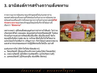 ์            ั
3. อานิสงสการสร้างถวายสงฆทาน

การถวายอาหารบิณฑบาตแก่ภกษุ สงฆ์ให ้แก่บรรดาท่าน
                               ิ
พุทธศาสนิกชนทังหลายทีได ้พร ้อมในกันนาอาหารบิณฑบาต
                  ้        ่
พร ้อมด ้วยเครืองบริวารทังหลายมาถวายในท่ามกลางสงฆ์มได้
               ่         ้                            ิ
จาเพาะเจาะจงแก่พระภิกษุ รปใดรูปหนึงก็หามิได ้อย่างนี้
                             ู      ่
            ั
เรียกว่า “สงฆทาน”

             ่    ่    ั่
เพราะเหตุวา ผู ้ทีเคยสงสมบุญด ้วยการทาทานไว ้ดีแล ้ว ไม่วาจะ
                                                         ่
เกิดภพชาติใดๆ ย่อมอุดม สมบูรณ์ด ้วยโภคทรัพย์สมบัต ิ ไม่ต ้อง
                            ่   ้   ี     ่    ่
กังวลในการแสวงหาทรัพย์เพือเลียงชพ เมือเป็ นเชนนี้ จิตใจ
                                      ี
ของผู ้นันจึงมีความสุข สบาย จะรักษาศลก็เป็ นไปได ้โดยง่าย
         ้
แม ้จะน ้อมใจไปเพือการ เจริญภาวนา ก็ทาได ้อย่างสะดวกสบาย
                    ่
และสามารถบรรลุผลของการปฎิบัตธรรมนันได ้เป็ น อย่างดี
                                  ิ     ้

องค์แห่งการให ้ (ทีทาให ้ได ้อานิสงสมาก)
                      ่                   ์
            ุ      ิ่
๑. วัตถุบริสทธิ์ (สงของทีจะบริจาคทานต ้องได ้มาโดยสุจริต)
                            ่
๒. เจตนาบริสทธิ์ (ผู ้ให ้มีความบริสทธิใจ มุงให ้เกิดความดี)
                ุ                        ุ ์   ่
                                             ี
๓. บุคคลบริสทธิ์ (ผู ้ให ้และผู ้รับ ต ้องมีศล มีธรรม)
              ุ
 
