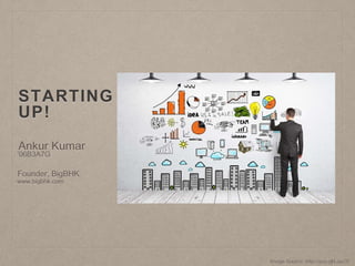 STARTING
UP!
Image Source: http://goo.gl/Lqw2fr
Ankur Kumar
’06B3A7G
Founder, BigBHK
www.bigbhk.com
 