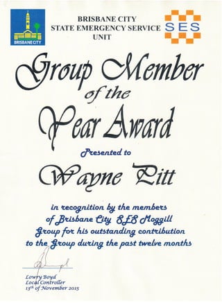 SES Moggill Group Member of Year