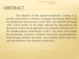HUMAN COMPUTER INTERACTION TECHNIQUES BY SAIKIRAN PANJALA