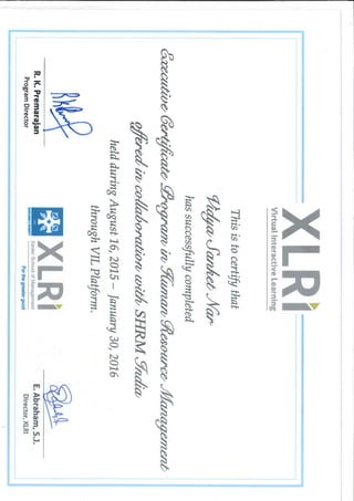 XLRI certificate