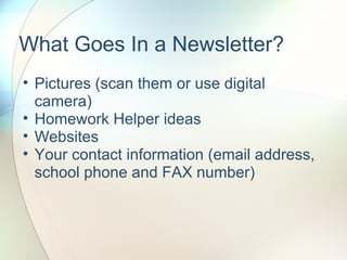 Creating a Classroom Newsletter | PPT