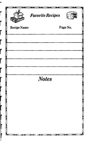 -

r

r

r

r

r

r
rI
IJj
Recipe Name
FavoriteRecipes
~~y -
Page No.
z:=
Notes
- - - --- ---- - - - - - - - ~ -
 