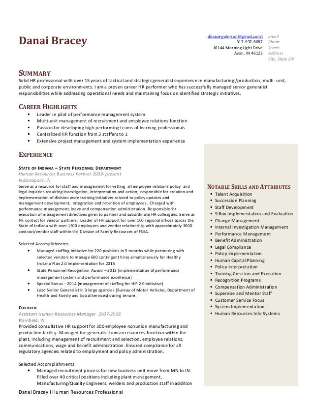 performance management resumes