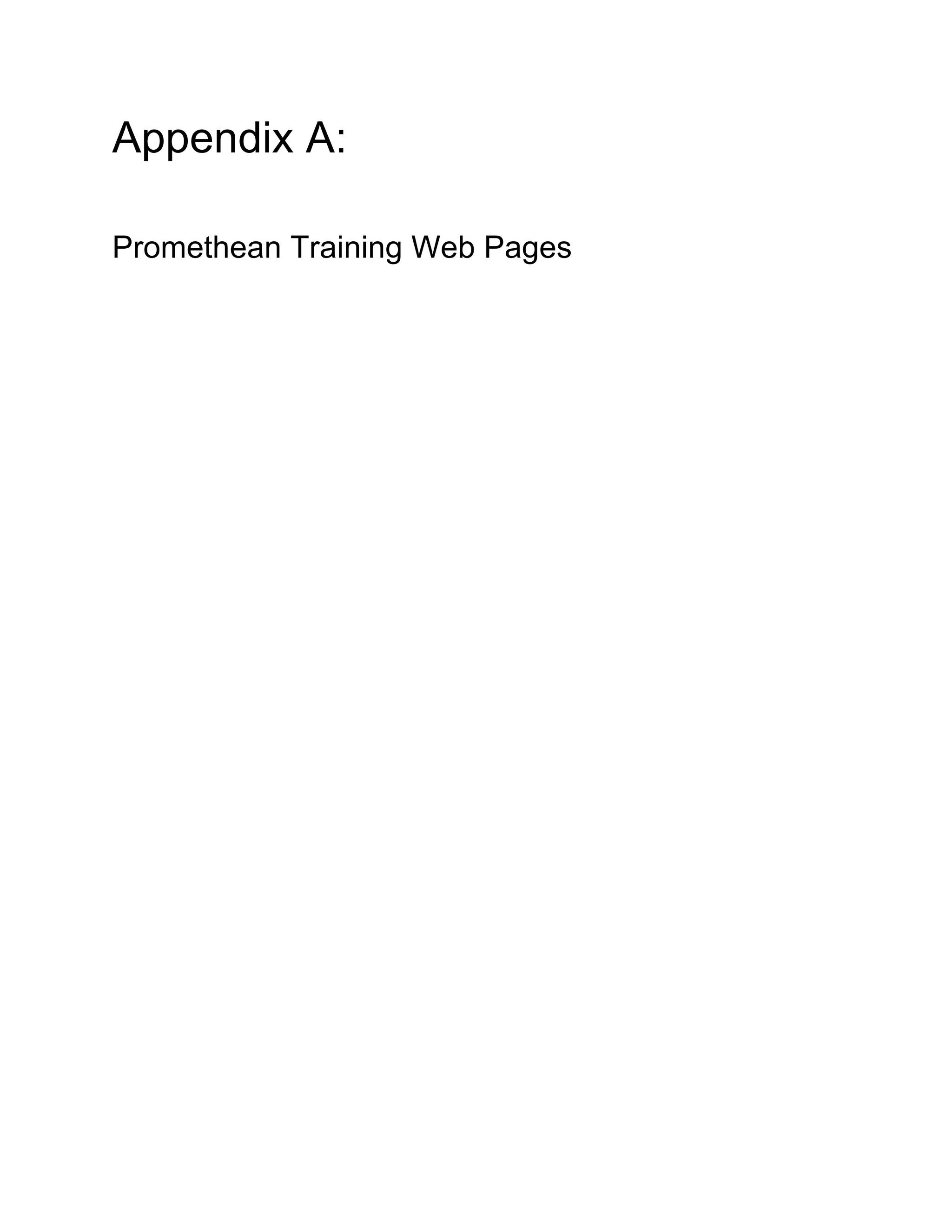 Appendix A:
Promethean Training Web Pages
 