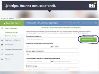 Плохой SMM-геройЦеребро. Анализ пользователей.
 