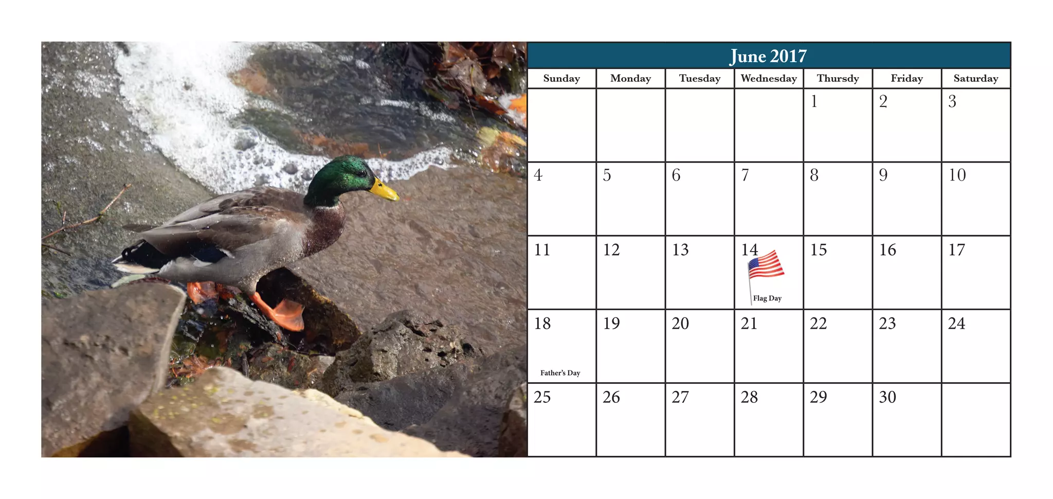 June 2017
Sunday Monday Tuesday Wednesday Thursdy Friday Saturday
1 2 3
4 5 6 7 8 9 10
11 12 13 14 15 16 17
18 19 20 21 22 23 24
25 26 27 28 29 30
Father’s Day
Flag Day
 