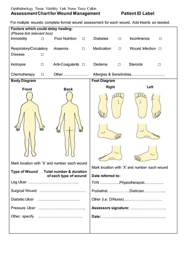 Assessment Chart for Wound Management Patient ID Label | DOCX