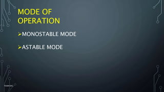 MODE OF
OPERATION
MONOSTABLE MODE
ASTABLE MODE
TEAM EHC
 
