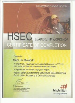 Supervisor certificate