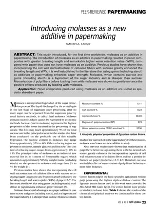 Introducing molasses as a new additive in papermaking | PDF
