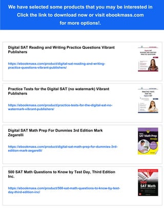 Digital SAT Math Practice Questions Vibrant Publishers | PDF