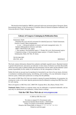 Integrated Life Cycle and Risk Assessment for Industrial Processes 1st ...