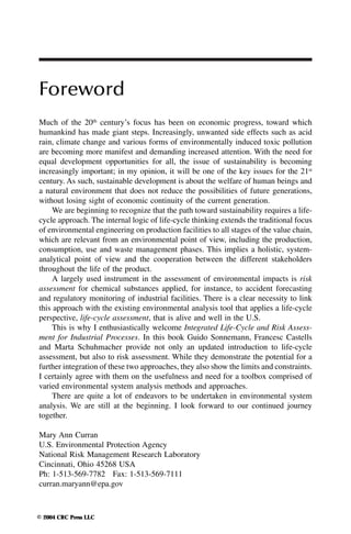 Integrated Life Cycle and Risk Assessment for Industrial Processes 1st ...