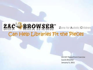 Can Help Libraries Fit the Pieces LIS 557 PowerPoint Exercise Laurie Brasher January 9, 2011 