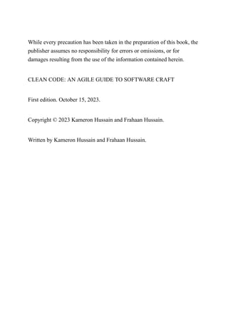 Clean Code. An Agile Guide to Software Craft Kameron H. | PDF