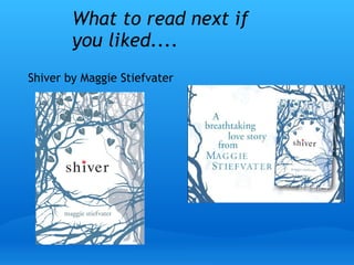 What to read next if
you liked....
Shiver by Maggie Stiefvater
 
 