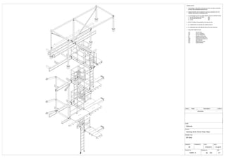 REVISIONS
Index Date Description Author
PROJECT No.
CLIENT
PROJECT
REVDRAWING No.
[G] -
DRAWING TITLE
DATE SCALEDRAWN BY CHECKED BY
Unit 2
Leydene Farm
PetersfieldSSC East Meon
Structural Steel Craft Ltd
Droxford Road
GU32 1HG Tel: 01730 823501
www.structuralsteelcaft.co.uk
2273-CPR-0276
Hackney North Atrium Riser Steel
Osborne
VORS 14 100
3D View
27/02/2016SK
C1
1:33 @ A2
GENERAL NOTES
1. THIS DRAWING TO BE READ IN CONJUNCTION WITH THE NSSS 5TH EDITION
& STRUCTURAL ENGINEERS SPECIFICATION
2. FABRICATION/ERECTION TOLERANCES TO BE IN ACCORDANCE WITH THE
CURRENT NSSS UNLESS OTHERWISE NOTED.
3. ALL STEELWORK TO THE FOLLOWING GRADES UNLESS OTHERWISE NOTED:
i) ROLLED STRUCTURAL SECTIONS - S355
ii) ROLLED HOLLOW SECTION - S355
iii) PLATES - S275
4. REFER TO FABRICATION DRAWINGS FOR FINISH DETAILS
5. ALL CONNECTIONS TO HAVE MIN. 2No. GRADE 8.8 BOLTS
6. ALL DIMENSIONS ARE IN MILLIMETERS AND LEVELS ARE IN METERS
7. STEELWORK ABBREVIATIONS
TOS - TOP OF STEEL
TOC - TOP OF CONCRETE
TOF - TOP OF FOUNDATION
FFL - FINISHED FLOOR LEVEL
SSL - STRUCTURAL SLAB LEVEL
USBP - UNDERSIDE OF BASEPLATE
AOE - AS OTHER END
USS - UNDERSIDE OF STEEL
CCS - CROSS CENTRES
 
