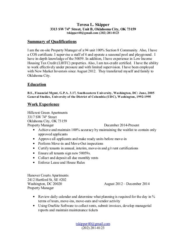 t skipper property manager resume 2015 teresa l skipper 3313 sw 74th street unit b oklahoma city - Property Manager Resume t skipper property manager resume 2015 teresa l skipper 3313 sw 74th street unit b oklahoma city - Property Manager Resume