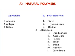 Nutrient Polymer Examples Comprehensive Overview of Biodegradable Polymers and Their ...