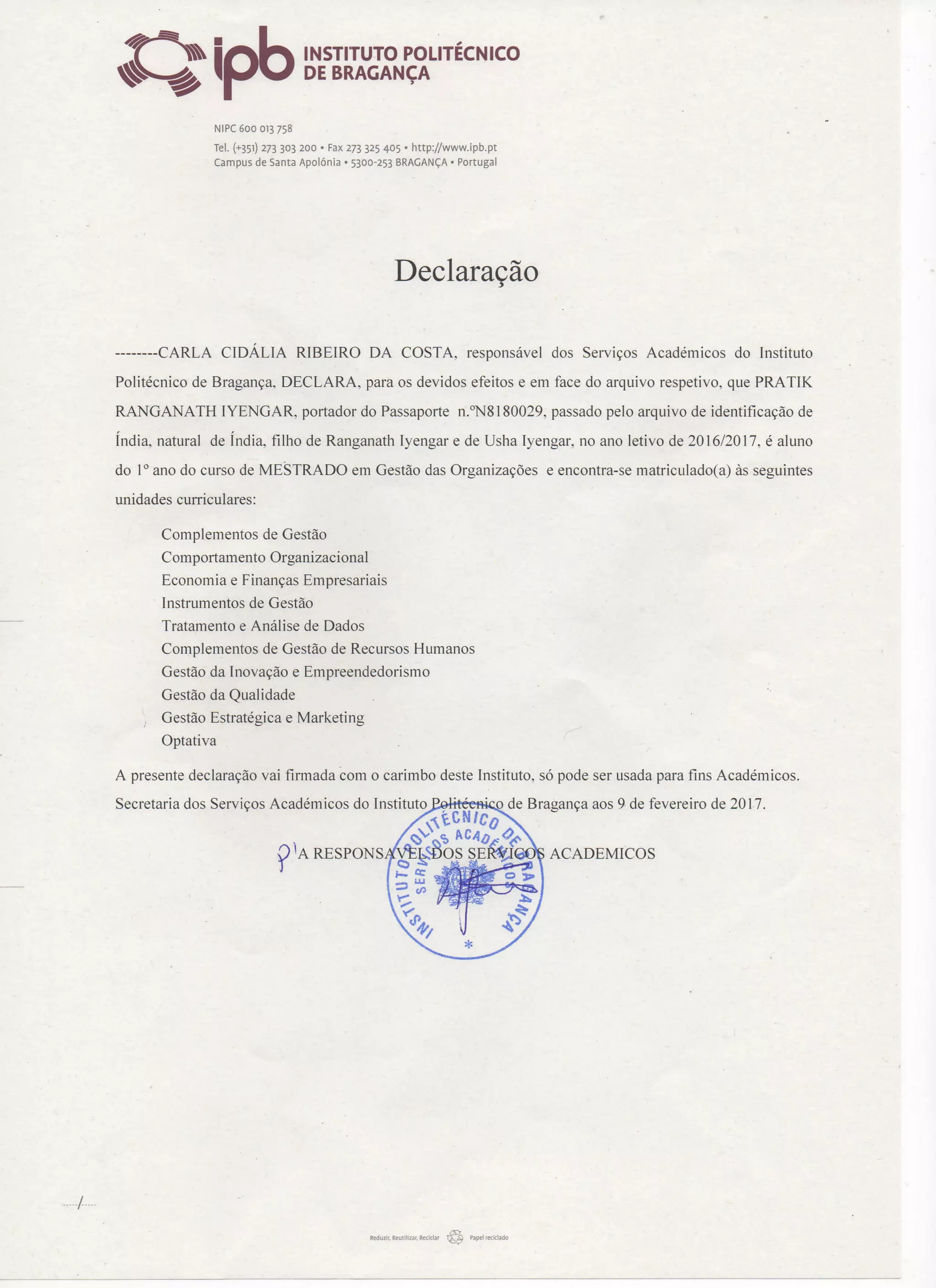Proof of Enrollment | PDF