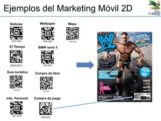 Ejemplos del Marketing Móvil 2D
Noticias
El Tiempo
Guia turística
Info. Personal
Wallpaper
BMW serie 3
Compra de libro
Compra de juego
Mapa
 