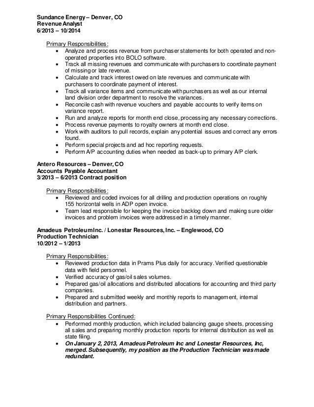 Division order analyst resume