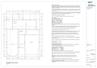 300
300
GENERAL SPECIFICATION
These drawings have been prepared by Antonella Gennusa to conform to current residential
standards of the British Columbia Building Code (B.C.B.C) 2009 and the Span Book 2009 edition.
The builder is responsible for esuring that alla construction confrorms to provincial and local
building codes and by laws.
The local building department my require certification a structural engineer, for parts or all of the
structure. Any engineering fees and services that may be required are the responsibility of the
owner or builder.
It is the responsibility of the builder to check and verify all dimension, materials, and
specifications prior to construction. Any errors or omissions shall be brought to our attention
immediately so that corrections can be made and palns replaced.
Dimendion take precedence to scale drawing.
We will not be responsible for departures from and/or changes to our plans.
WOOD FRAMING
Structural framing materials are to be:
Joists _ D. Fir No. 2 or better
Plates _ D. Fir or SPF No. 2 or better
Studs _ D. Fir or SPF No. 2 or better
Roof Rafter _ D. Fir No. 2 or better
Ridge Beam _ D. Fir No. 2 or better
Built Up Beam _ D. Fir No. 2 or better
Lintels _ D. Fir No. 2 or better
unless otherwise stated. Application of materials must conform to the tables provided in the Span
Book 2009.
Building frame shall be anchorer to the foundation walls by fastening a sill plate to the foundation
wall with 13 mm anchor bolts spaced at 1800 mm on center, unless otherwise noted.
All wood in contact with concrete shall be protected with an approved sill gasket.
Caulking and flashing to be provided as per B.C.B.C. 2009.
Floor joists spanning more than 2100 mm are to be bridged at mid span or at 2100 mm on center
by 38x38 diagonal bridging. All subfloors to be 15.5 mm T&G plywood, glued and nailed.
Partition wall parallel to floor joists shall be supported by joists or blocking between joists.
Partition walls, supporting kitchen cabinets, parallel to floor joists shall be supported by double
joists.
Lintels spanning more than 3000 mm require min 76 mm bearing at each end.
Laminated and manufactured beams will require an engineers certificatin which is responsibility of
the builder to obtain.
Builder is to check snow load and rain load guidelines for their municipality prior to construction.
Ss= 2,6 Sr= 0,3 Cb= 0,55
S= (Ss x Cb) + Sr
S= (2,6 x 0,55) + 0,3 = 1,73 KPa
INSULATION AND VENTILATION
Roof space shall be vented with roof type, eave type and/or gable type vents to a minimum of
1:150 of the insulated ceiling area.
Eated crowls spaced will be vented to the same requirements at B.C.B.C 9.32.
MINIMUM INSULATION REQUIREMENTS
Cealing below attics 10,43 (RSI)
Attic Roof and Joists Roof 5,02 (RSI)
Exterior walls 3,08 (RSI)
Floor over unheated spaces 5,02 (RSI)
With 6 mil. poly vapour barrier installed on the warm side of the insulation.
Cealing insulation shall be installed so as not to restrict air flow through roof vents to attic spaces.
Attic spaces and crawlspaces to have a minimum 500 x 700 mm access hatchway.
MISC
The installation of plumbing, heating and electrical equipment and materials shell be in
accordance with manufacturers specifications and the applicable sections of the B.C.B.C.
standards.
All guardrails must comply with all relevant sentences in B.C.B.C 9.8.8.
All exterior and finishes shall be specified by the owner. Finishes specified on our plans shall be
confirmed by the owner prior to installation.
Lighting and electrical layouts to be specified by the owner or builder, and must meet B.C.B.C.
requirements.
14300
2500 4700 5800 1300
2500 2350 2350 3050 1960 790 1300
18570
2500410094002570
250041002480323036901800770
14300
5200 2560 6540
500 700 2800 700 500 2565 735 5100 700
18570
660011970
5600503950572024403040770
 