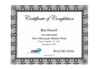 Ben Dewell
How Mesoscale Models Work
Time to complete: .25 - .50 h
November 1, 2015
 