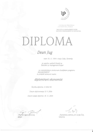 diploma UP Dean