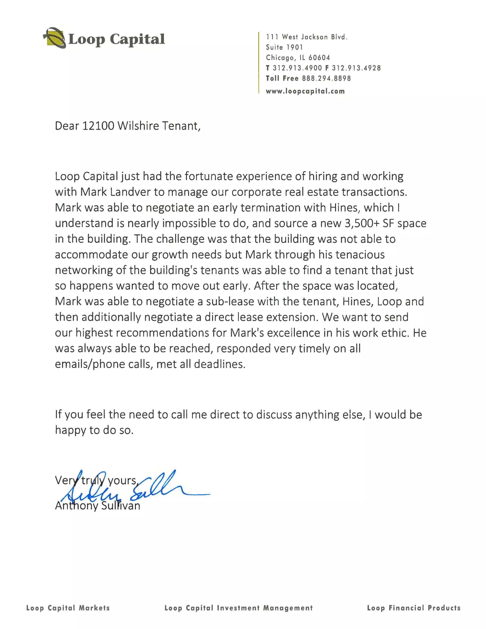 Loop Capital Letter of Recommendation | PDF