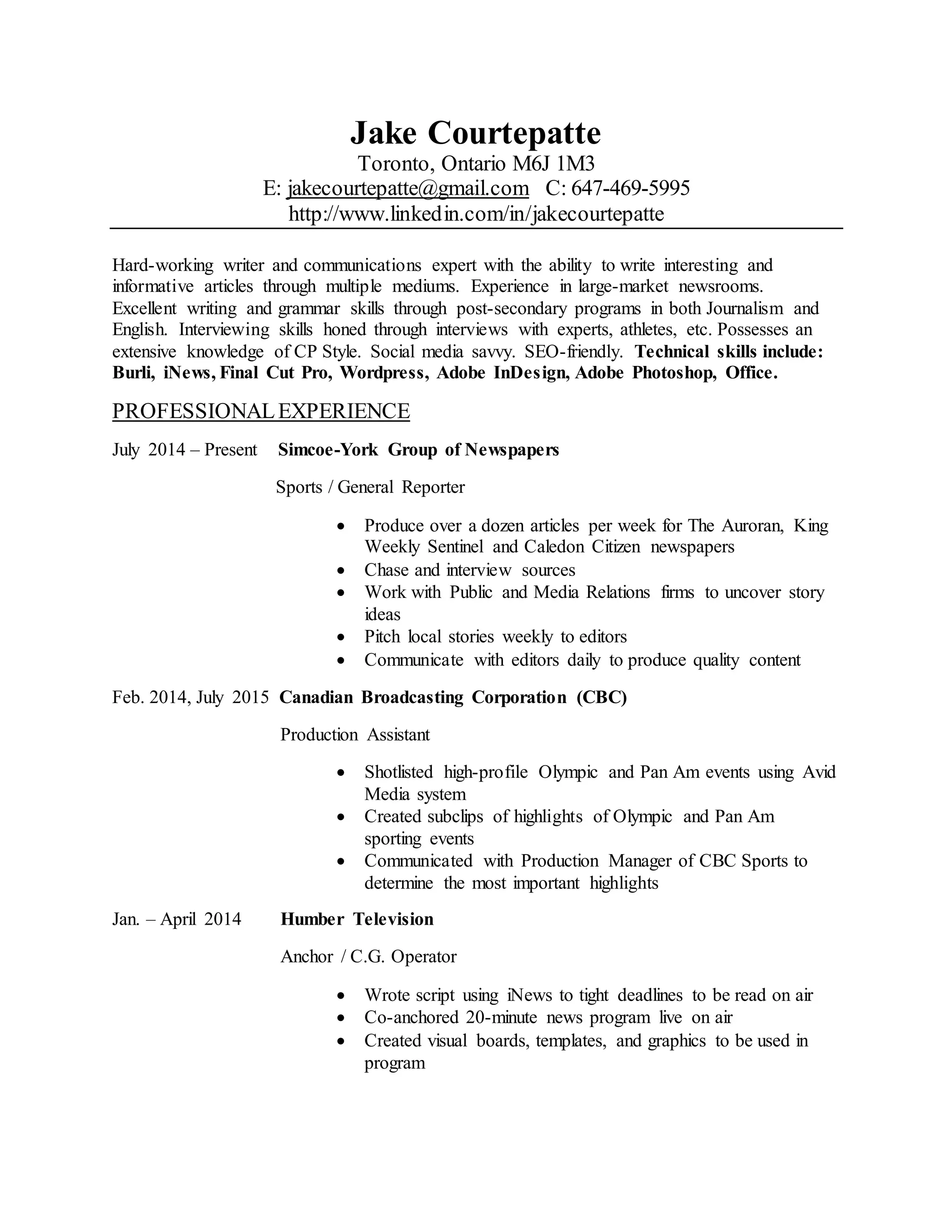 Jake Courtepatte Resume PDF - Jake Courtepatte Resume 1 2048 