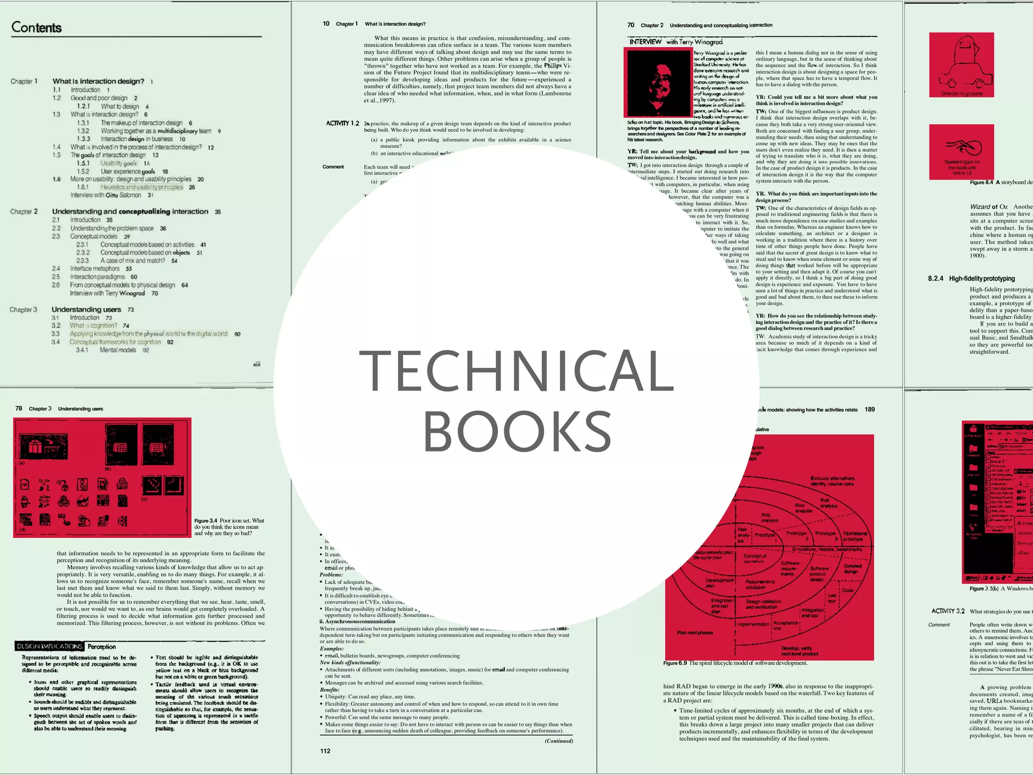 TEEM 2015 | Ana Catarina Silva; IPCA | Maria Manuel Borges; FLUC
1a
fase
1 | apresentação do tema
70 Chapter Understanding and conceptualizing interaction
this I mean a human dialog not in the sense of using
ordinary language, but in the sense of thinking about
the sequence and the of interaction. So I think
interaction design is about designing a space for peo-
ple, where that space has to have a temporal flow. It
has to have a dialog with the person.
YR: Could you tell me a bit more about what you
think is involved in interactiondesign?
on hat topic. His book, BringingDesign
brings the perspectives of a number of re-
searchersand designers. See Color Plate for an exampleof
his latest research.
Tell me about your and how you
moved into interactiondesign.
I got into interaction design through a couple of
intermediate steps. I started out doing research into
artificial intelligence. I became interested in how peo-
ple interact with computers, in particular, when using
ordinary language. It became clear after years of
working on that, however, that the computer was a
long way off from matching human abilities. More-
over, using natural language with a computer when it
doesn't really understand you can be very frustrating
and in fact a very bad way to interact with it. So,
rather than trying to get the computer to imitate the
person, I became interested in other ways of taking
advantage of what the computer can do well and what
the person can do well. That led me into the general
field of HCI. As I began to look at what was going on
in that field and to study it, it became clear that it was
not the same as other areas of computer science. The
key issues were about how the technology fits with
what people could do and what they wanted to do. In
contrast, most of computer science is really domi-
nated by how the mechanisms operate.
I was very attracted to thinking more in the style
of design disciplines, like product design, urban de-
sign, architecture, and so on. I realized that there was
an approach that you might call a design way, that
puts the technical asspects into the background with
respect to understanding the interaction. Through
looking at these design disciplines, I realized that
there was something unique about interaction design,
which is that it has a dialogic temporal element. By
One of the biggest influences is product design.
I think that interaction design overlaps with it, be-
cause they both take a very strong user-oriented view.
Both are concerned with finding a user group, under-
standing their needs, then using that understanding to
come up with new ideas. They may be ones that the
users don't even realize they need. It is then a matter
of trying to translate who it is, what they are doing,
and why they are doing it into possible innovations.
In the case of product design it is products. In the case
of interaction design it is the way that the computer
system interacts with the person.
YR. What do you think are importantinputs into the
design process?
One of the characteristics of design fields as op-
posed to traditional engineering fields is that there is
much more dependence on case studies and examples
than on formulas. Whereas an engineer knows how to
calculate something, an architect or a designer is
working in a tradition where there is a history over
time of other things people have done. People have
said that the secret of great design is to know what to
steal and to know when some element or some way of
doing things worked before will be appropriate
to your setting and then adapt it. Of course you can't
apply it directly, so I think a big part of doing good
design is experience and exposure. You have to have
seen a lot of things in practice and understood what is
good and bad about them, to then use these to inform
your design.
YR: How do you see the relationship between study-
ing interactiondesignand the practice of it? Is there a
good dialog between researchand practice?
TW: Academicstudy of interaction design is a tricky
area because so much of it depends on a kind of
tacit knowledge that comes through experience and
I
Drivecar t o pump
Squeezetrigger on
thenozzleuntil
tankis
Figure 8.4 A storyboard dep
Wizard of Oz Anothe
assumes that you have a
sits at a computer scree
with the product. In fac
chine where a human op
user. The method takes
swept away in a storm an
1900).
8.2.4 High-fidelityprototyping
High-fidelity prototyping
product and produces a p
example, a prototype of
delity than a paper-based
board is a higher-fidelityp
If you are to build a
tool to support this. Com
sual Basic, and Smalltalk
so they are powerful too
straightforward.
10 Chapter What is interaction design?
What this means in practice is that confusion, misunderstanding, and com-
munication breakdowns can often surface in a team. The various team members
may have different ways of talking about design and may use the same terms to
mean quite different things. Other problems can arise when a group of people is
"thrown" together who have not worked as a team. For example, the Vi-
sion of the Future Project found that its multidisciplinary teams-who were re-
sponsible for developing ideas and products for the future-experienced a
number of difficulties, namely, that project team members did not always have a
clear idea of who needed what information, when, and in what form (Lambourne
et al.,1997).
practice, the makeup of a given design team depends on the kind of interactive product
ing built. Who do you think would need to be involved in developing:
(a) a public kiosk providing information about the exhibits available in a science
museum?
(b) an interactive educational to accompany a series?
Comment Each team will need a pumber of different people with different skill sets. For example, the
first interactive product would need:
(a) graphic and designers, museum curators, educational advisors, software
engineers, software designers, usability engineers, ergonomists
The second project would need:
(b) producers, graphic and interaction designers, teachers, video experts, software
engineers, software designers, usability engineers
In addition, as both are being developed for use by the general public, representa-
tive users, such as school children and parents, should be involved.
In practice, design teams often end up being quite large, especially if they are working on a
big project to meet a fixed deadline. For example, it is common to find teams of fifteen peo-
ple or more working on a project for an extensive period of time, like six months.
This means that a number of people from each area of expertise are likely to be working as
part of the project team.
Interaction design in business
Interaction design is big business. In particular, consultants, start-
up companies, and mobile computing industries have all realized its pivotal role
in successful interactive To get noticed in the highly competitive field
of web products requires standing out. Being able to say that your product is
easy and effective to use is seen as central to this. Marketing departments are re-
alizing how branding, the number of hits, customer return rate, and customer
satisfaction are greatly affected by the usability of a Furthermore, the
presence or absence of good interaction design can make or break a company.
78 Chapter Understanding users
Figure 3.4 Poor icon set. What
do you think the icons mean
and why are they so bad?
that information needs to be represented in an appropriate form to facilitate the
perception and recognition of its underlying meaning.
Memory involves recalling various kinds of knowledge that allow us to act ap-
propriately. It is very versatile, enabling us to do many things. For example, it al-
lows us to recognize someone's face, remember someone's name, recall when we
last met them and know what we said to them last. Simply, without memory we
would not be able to function.
It is not possible for us to remember everything that we see, hear, taste, smell,
or touch, nor would we want to, as our brains would get completely overloaded. A
filtering process is used to decide what information gets further processed and
memorized. This filtering process, however, is not without its problems. Often we
6.4 models: showing how the activities relate 189
Review
Cumulative
through
steps
Plan next phases
Develop, verify
next-level product
Figure 6.9 Thespiral lifecyclemodelof softwaredevelopment.
hind RAD began to emerge in the early also in response to the inappropri-
ate nature of the linear lifecycle models based on the waterfall. Two key features of
a RAD project are:
Time-limited cycles of approximately six months, at the end of which a sys-
tem or partial system must be delivered. This is called time-boxing. In effect,
this breaks down a large project into many smaller projects that can deliver
products incrementally, and enhances flexibility in terms of the development
techniques used and the maintainability of the final system.
Attached
Have a go
Figure A Windows-ba
What strategiesdo you use t
Comment People often write down wh
others to remind them. Ano
ics. A mnemonicinvolves ta
cepts and using them to
idiosyncraticconnections. Fo
is in relation to west and vic
this out is to take the first let
the phrase"Never Eat Shred
A growing problem
documents created, imag
saved, bookmarked
ing them again. Naming is
remember a name of a fil
cially if there are tens of t
cilitated, bearing in mind
psychologist, has been re
Table 4.1 Classificationof computer-mediated communication (CMC) into three types: (I) Synchronous
communication,(ii) Asynchronouscommunication and (iii) CMC combined with other activity
i. Synchronouscommunication
Where conversations in real time are supported by letting people talk with each other either using their voices
or through typing. Both modes seek to support non-verbal communication to varying degrees.
Examples:
Talking with voice: video phones, video conferencing (desktop or wall), media spaces.
Talking via typing: text messaging (typing in messages using cell phones), instant messaging (real-time
interaction via chatrooms, collaborative virtual environments (CVEs).
New kinds of functionality:
CVEs allow communication to take place via a combination of graphical representations of self (in the form
of avatars) with a separate or overlaying speech bubbles.
CVEs allow people to represent themselves as virtual characters, taking on new personas opposite
gender), and expressing themselves in ways not possible in face-to-face settings.
CVEs, and chatrooms have enabled new forms of conversation mechanisms,such as multi-turn-taking,
where a number of people can contribute and keep track of a multi-streaming text-based conversation.
Instant messaging allows users to multitask by holding numerous conversations at once.
Benefits:
Not having to physicallyface people may increase shy people's confidence and self-esteem to converse more
in "virtual" public.
It allows people to keep abreast of the goings-on in an organization without having to move from their office.
It enables users to send text and images instantly between people using instant messaging.
In offices,instant messaging allows users to fire off quick questions and answers without the time lag of
or phone-tag.
Problems:
Lack of adequate bandwidth has plagued video communication, resulting in poor-quality images that
frequently break up, judder, have shadows, and appear as unnatural images.
It is difficult to establish eye contact (normally an integral and subconscious part of face-to-face
conversations) in CVEs, video conferencing, and videophones.
Having the possibility of hiding behind a persona, a name, or an avatar in a gives people the
opportunity to behave differently. Sometimes this can result in people becoming aggressive or intrusive.
ii. Asynchronouscommunication
Where communication between participants takes place remotely and at different times. It relies not on
dependent turn-taking but on participants initiating communication and responding to others when they want
or are able to do so.
Examples:
bulletin boards, newsgroups, computer conferencing
New kinds offunctionality:
Attachments of different sorts (including annotations, images, music) for and computer conferencing
can be sent.
Messages can be archived and accessed using various search facilities.
Benefits:
Ubiquity: Can read any place, any time.
Flexibility: Greater autonomy and control of when and how to respond, so can attend to it in own time
rather than having to take a turn in a conversation at a particular cue.
Powerful: Can send the same message to many people.
Makes some things easier to say: Do not have to interact with person so can be easier to say things than when
face to face announcing sudden death of colleague, providing feedback on someone's performance).
(Continued)
112
Technical
books
 
